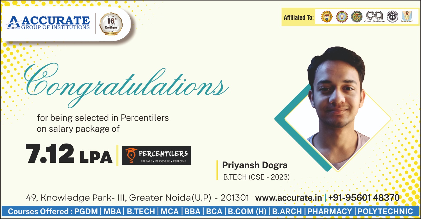 Recent Placement - Priyansh Dogra - percentilers